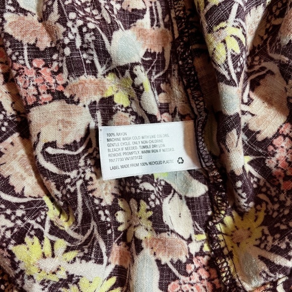 Ava & Viv Boho Floral Slight 3/4 Balloon Sleeve V-Neck Women's Size X - Picture 7 of 7